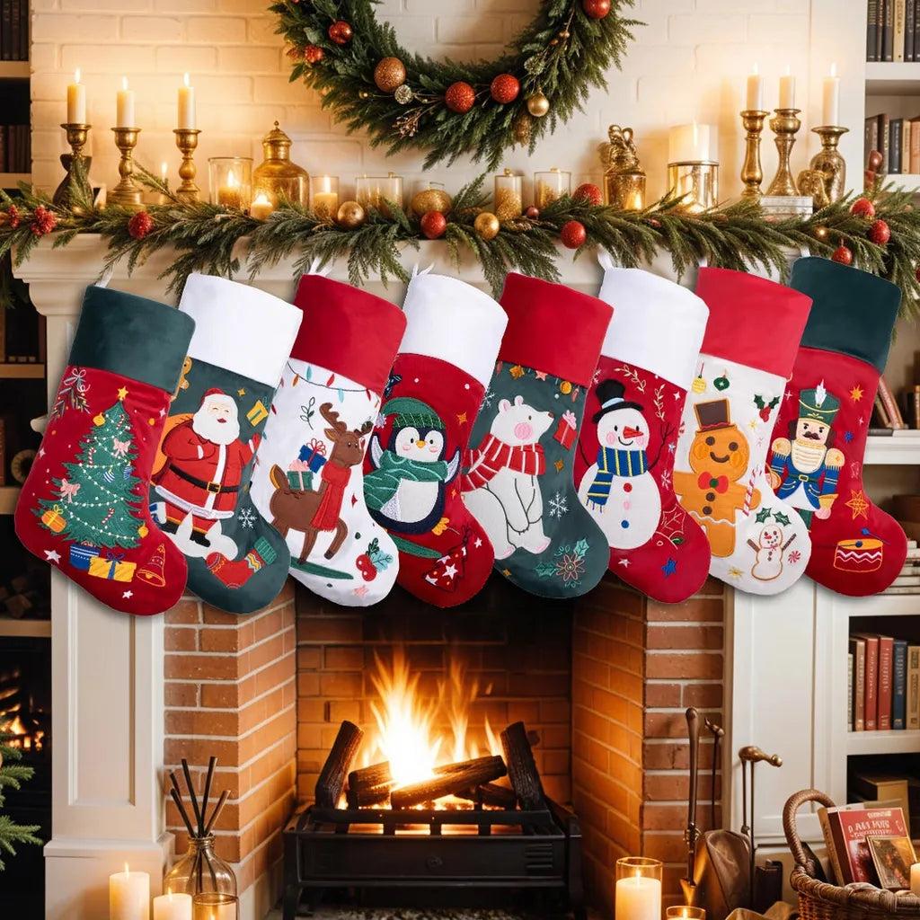 Classic Christmas Stocking Collection – Embroidered Flannelette Designs
