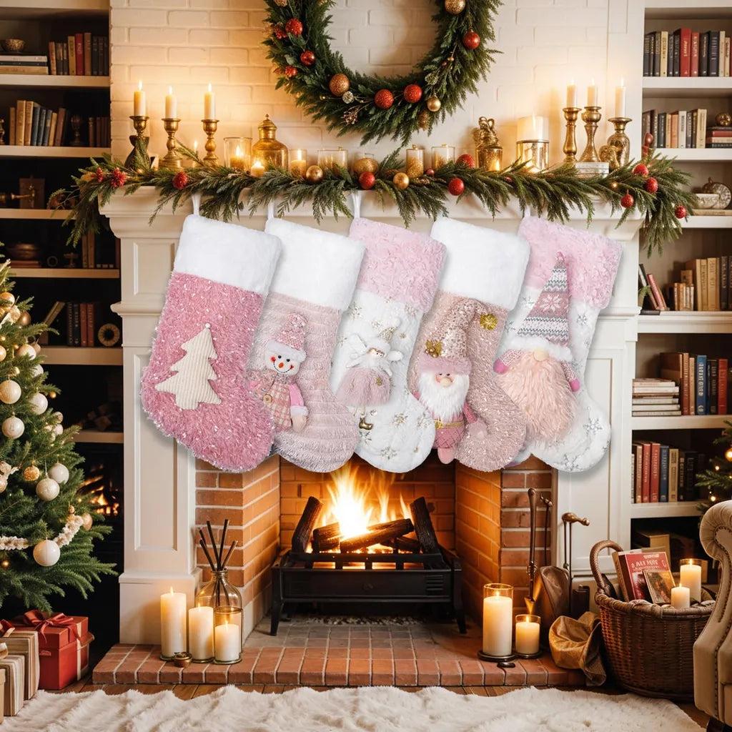 Pink Glitter Stocking Collection – Luxury Embroidered Christmas Designs