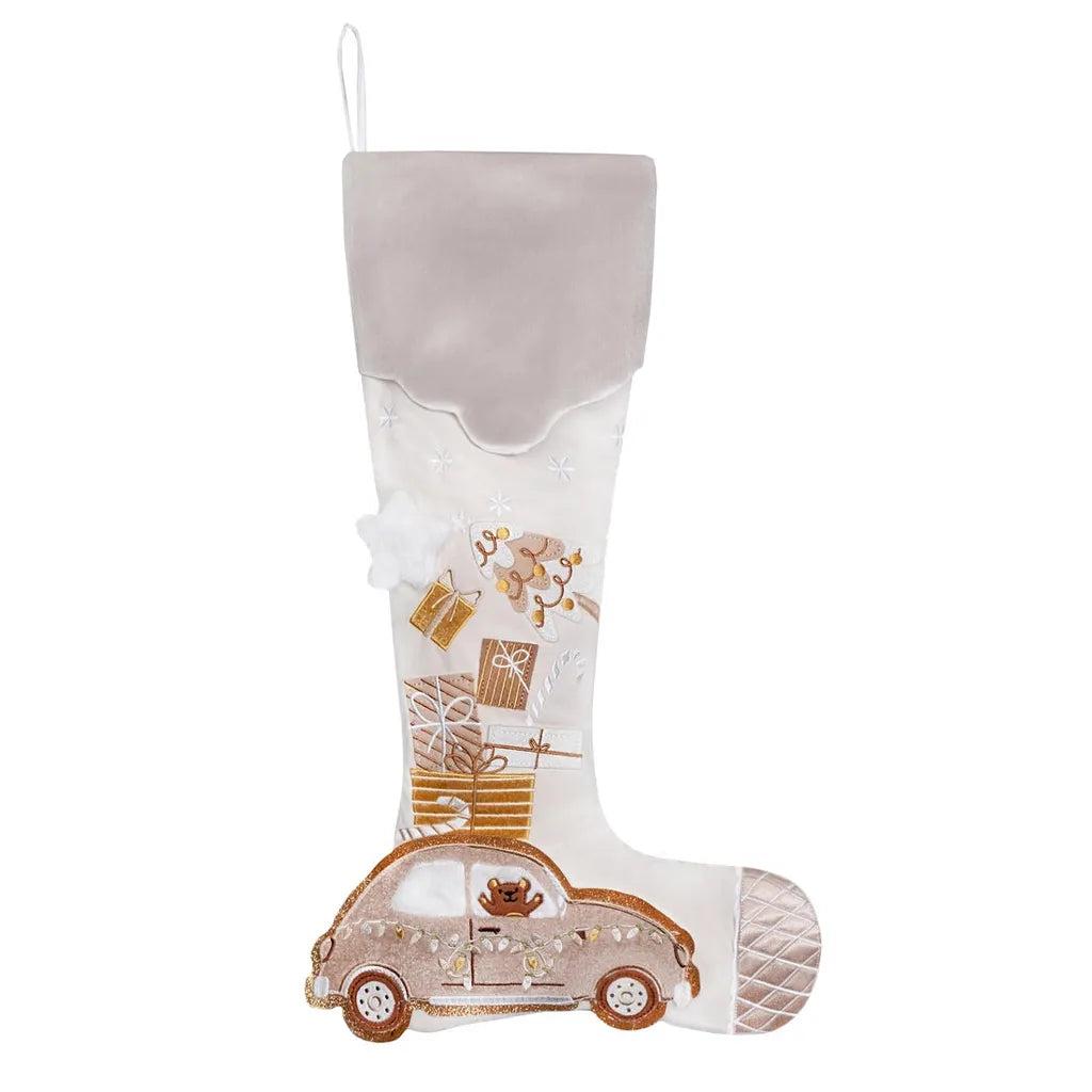 XL Vintage 2.5D Christmas Stocking Collection – Embroidered Knee-High Holiday Stockings