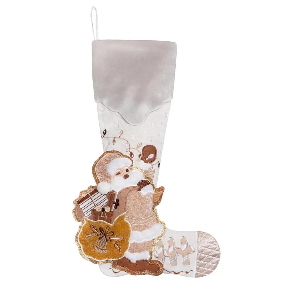 XL Vintage 2.5D Christmas Stocking Collection – Embroidered Knee-High Holiday Stockings