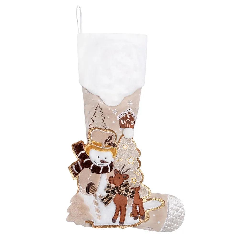 XL Vintage 2.5D Christmas Stocking Collection – Embroidered Knee-High Holiday Stockings